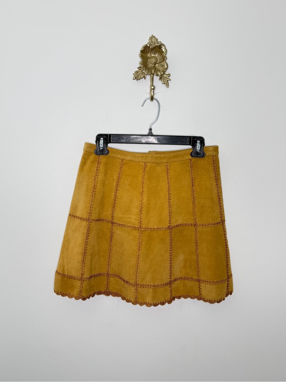 Free People Pieced Patchwork Suede Mini Skirt 6